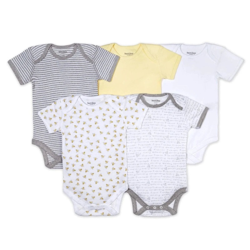 Bee Essentials Organic Short Sleeve Bodysuit – Set of 5 Sunshine