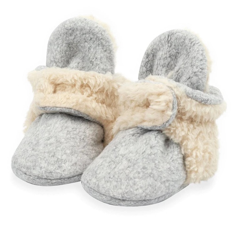 Cozie Furry Baby Booties – Heather Gray