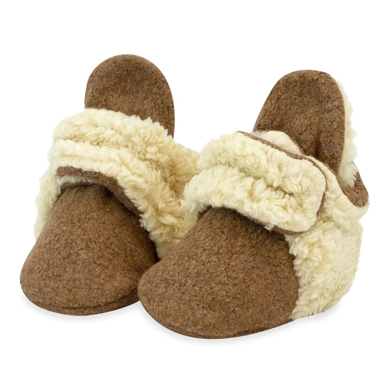 Cozie Furry Baby Booties – Heather Mocha