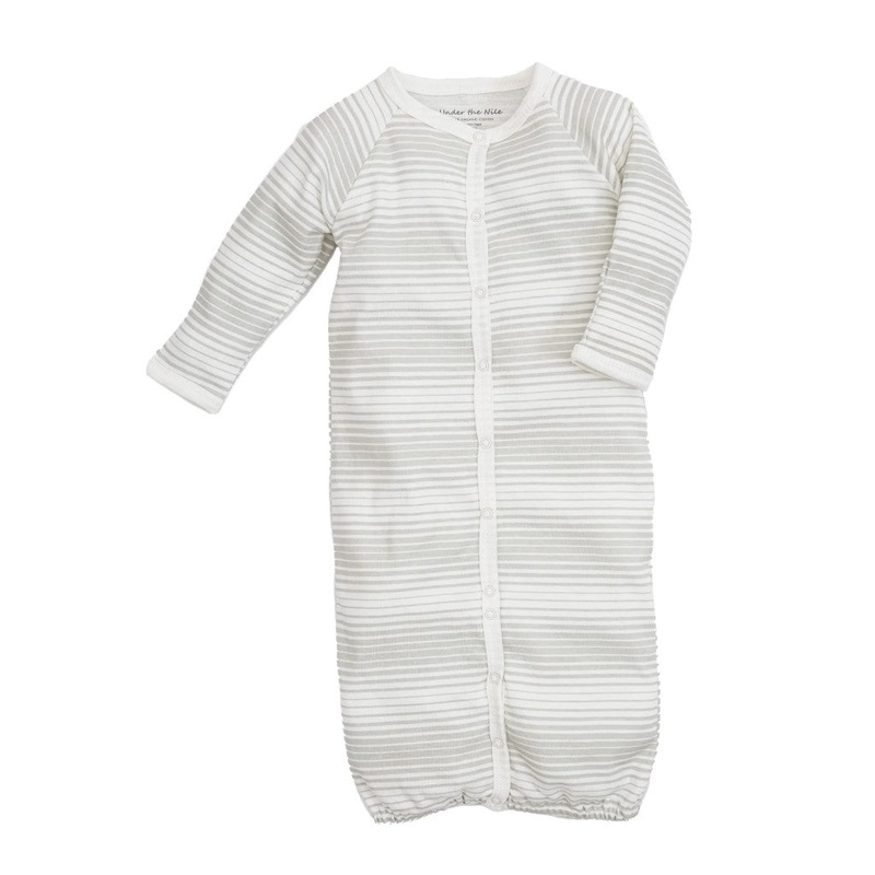 Organic Convertible Gown/Romper – Gray Ombre Stripe