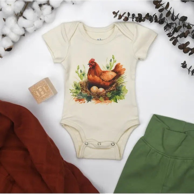 Organic Cotton Short Sleeve Baby Bodysuit – Olive