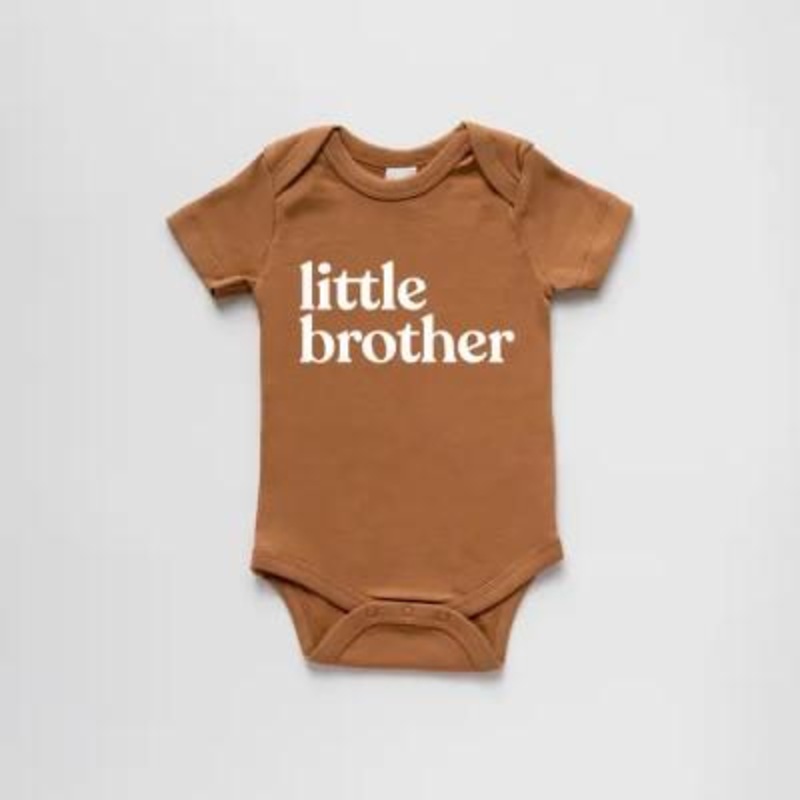 Organic Little Brother Short-Sleeved Baby Bodysuit – Camel