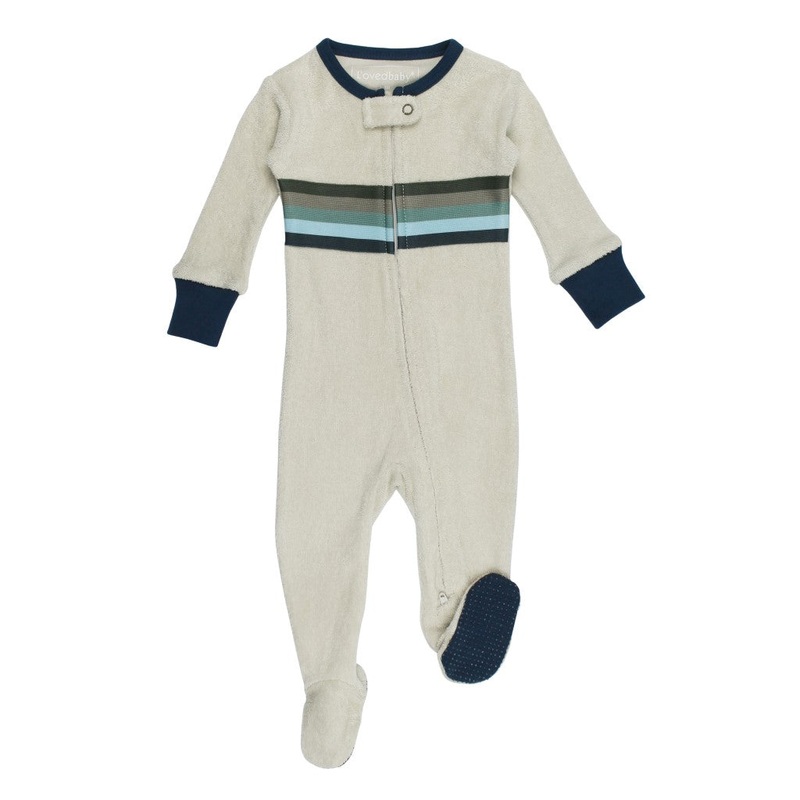 Organic Terry 2-Way Zipper Footie – Blues