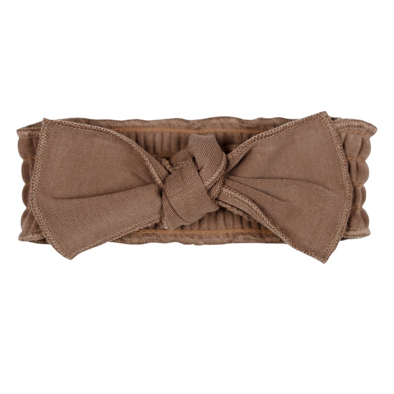 Smocked Tie Headband – Latte