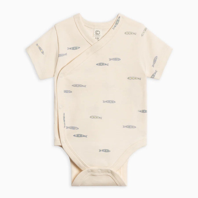 Lark Short Sleeve Kimono Bodysuit – Fish / Marino + Rain