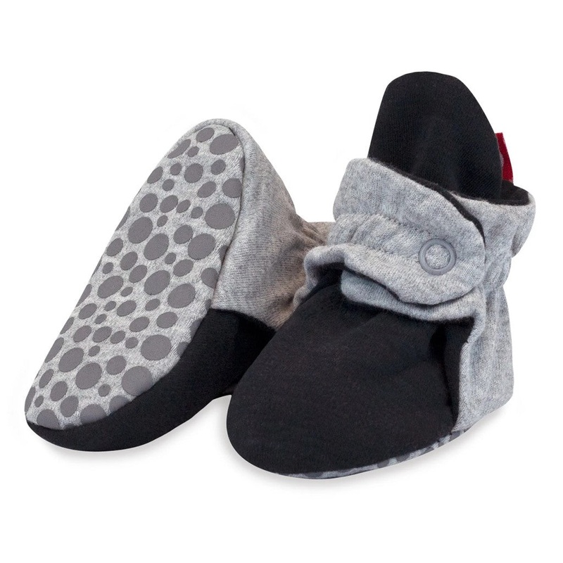 Organic Cotton Baby Booties – Heather Gray/Black
