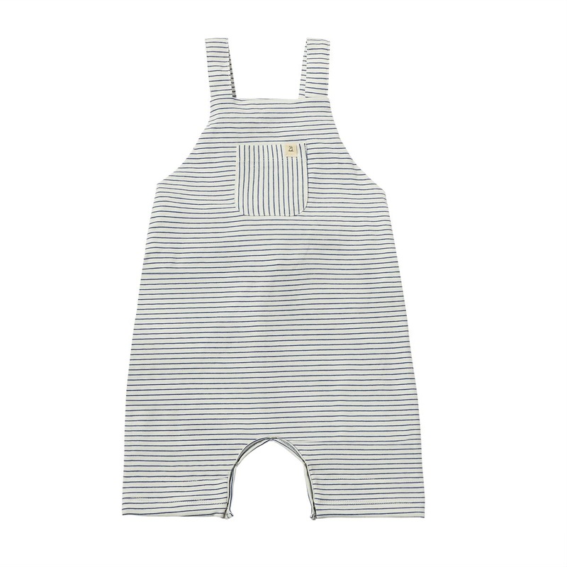 Me & Henry Dandy Jersey Romper (White/Royal Stripe)