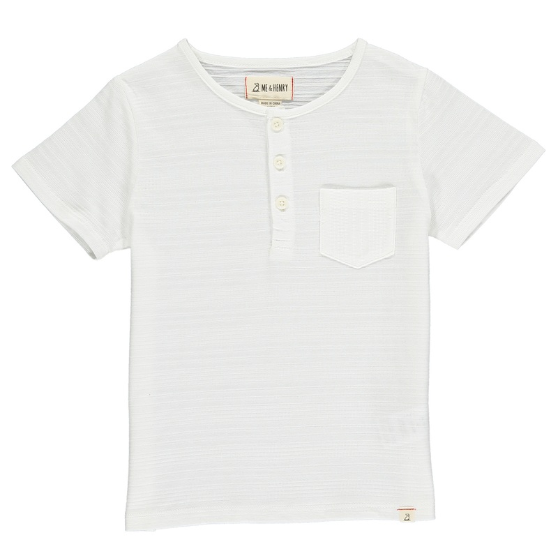 Me & Henry Dodger Henley Tee (White Ribbed)