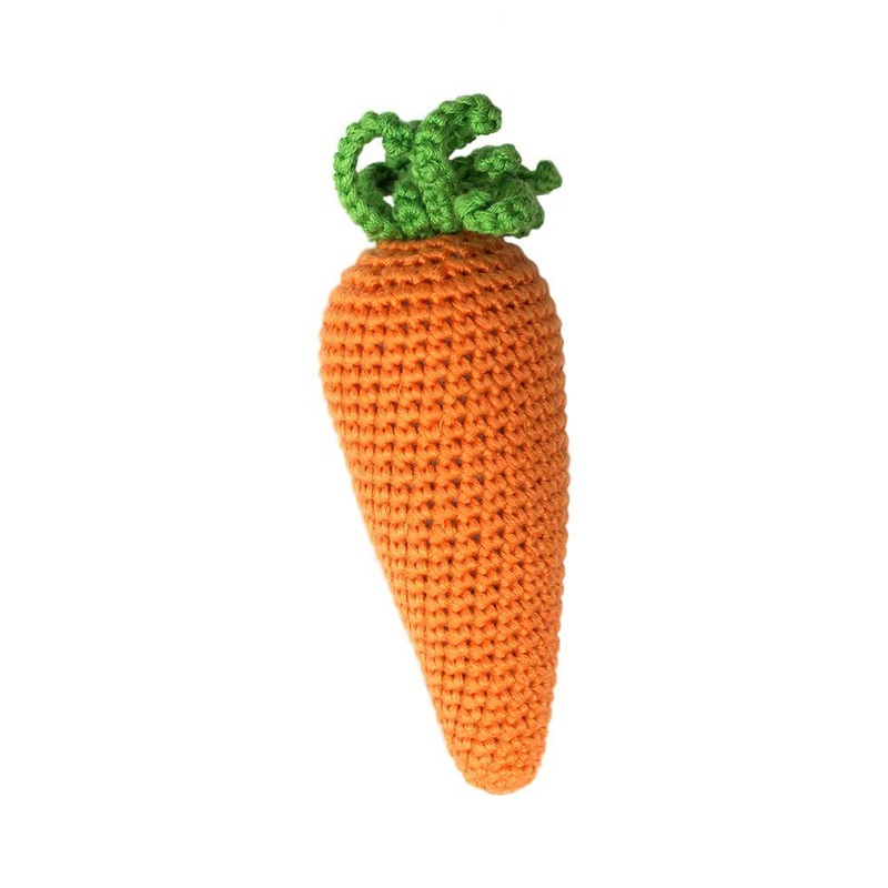 Handmade Bamboo Crochet Teething Rattle – Carrot