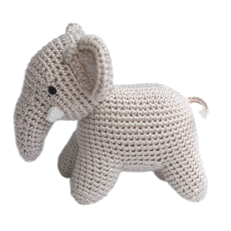 Handmade Bamboo Crochet Teething Rattle – Elephant
