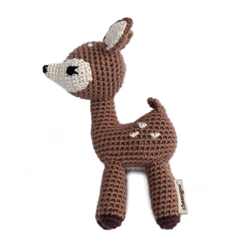 Handmade Bamboo Crochet Teething Rattle – Fawn