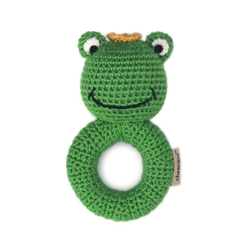 Handmade Crochet Teething Ring Rattle – Frog Prince