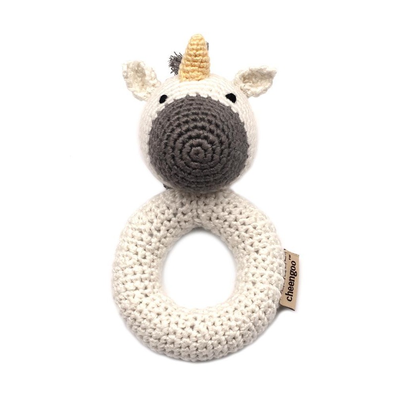 Handmade Crochet Teething Ring Rattle – Unicorn
