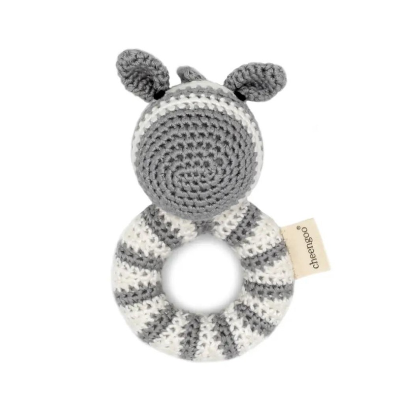 Handmade Crochet Teething Ring Rattle – Zebra
