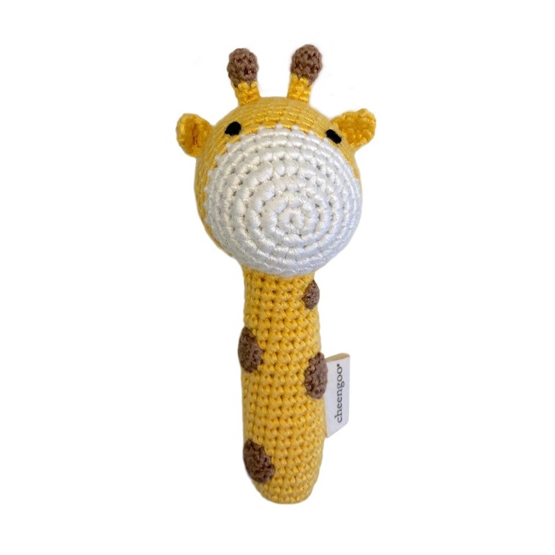 Handmade Crochet Teething Stick Rattle – Giraffe