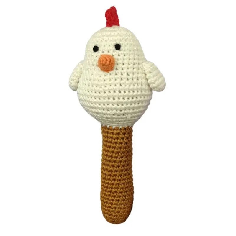 Handmade Crochet Teething Stick Rattle – Hen