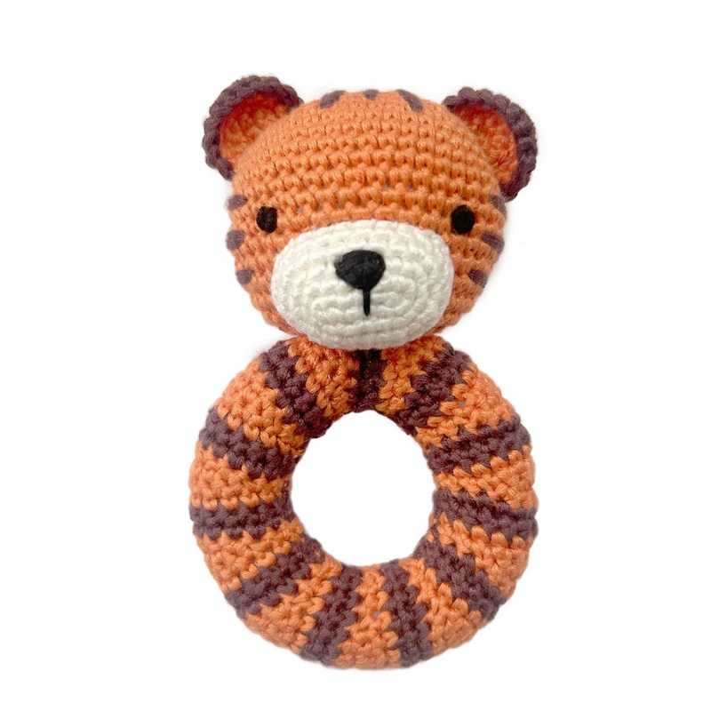 Handmade Crochet Teething Ring Rattle – Tiger