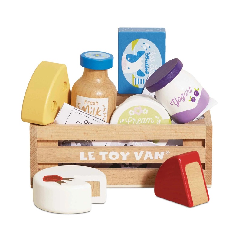 Cheese & Dairy Wooden Market Crate – 8 Pieces