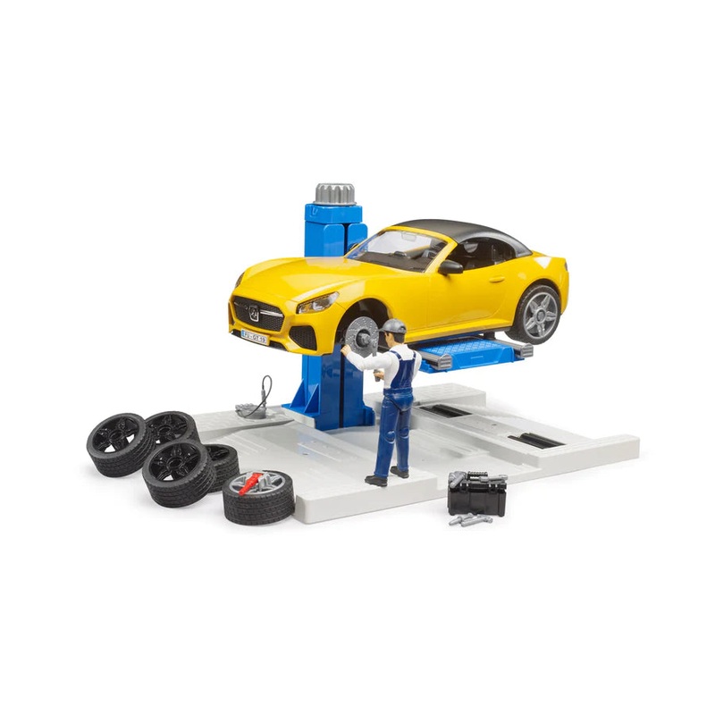 Bruder bworld Car Service Center with Bruder Roadster (62112)