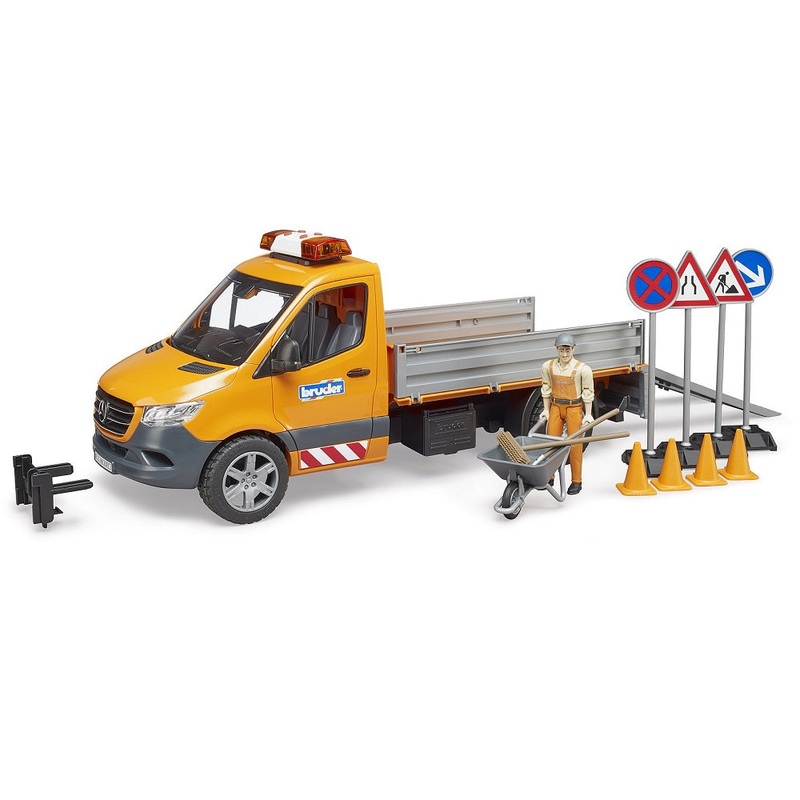 Bruder MB Sprinter Municipal Vehicle with Light & Sound, Worker, & Accessories