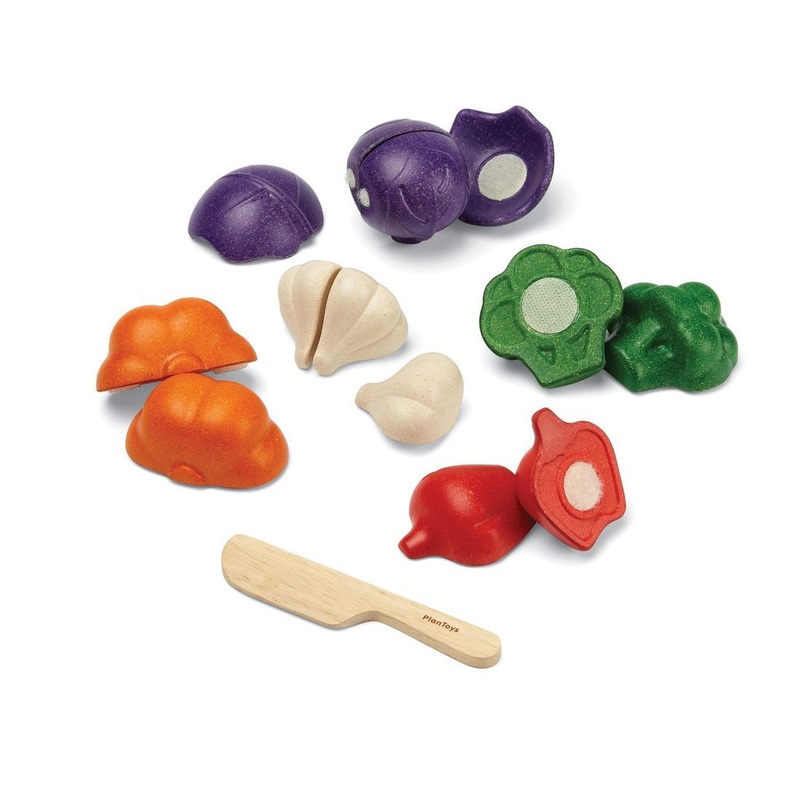 5 Colour Wooden Veggie Set