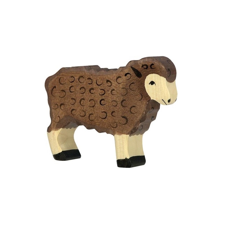 Black Standing Sheep Wooden Figure