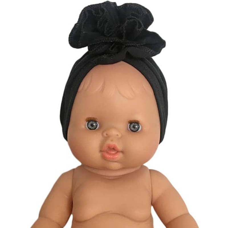 Black Flower Jersey Turban for Minikane x Gordis Dolls