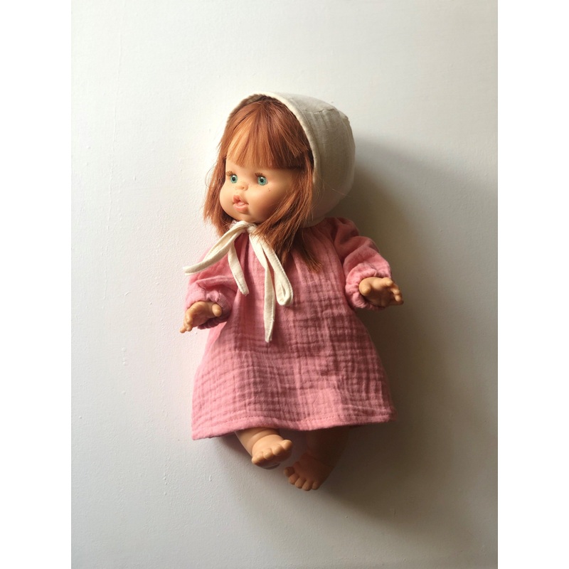 Cotton Gauze Long Sleeved Dress for Minikane x Gordis 34cm Dolls | Bubblegum