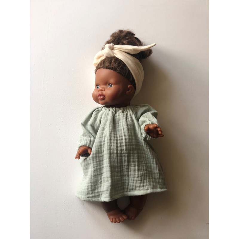 Cotton Gauze Long Sleeved Dress for Minikane x Gordis 34cm Dolls | Light Green