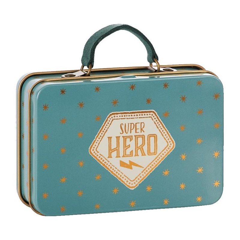 Super Hero Metal Suitcase – Blue & Gold stars
