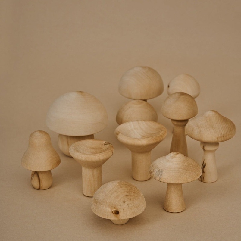 Wooden Mushrooms Set – Natural