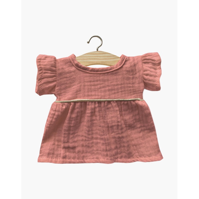 Daisy Double Gauze Cotton Dress with Piping | Petal Pink for Minikane x Gordis Dolls