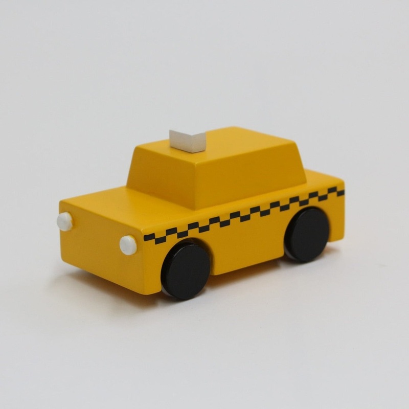 kiko & gg Kuruma Classic Wooden Wind Up Car | NY Taxi Friction Car