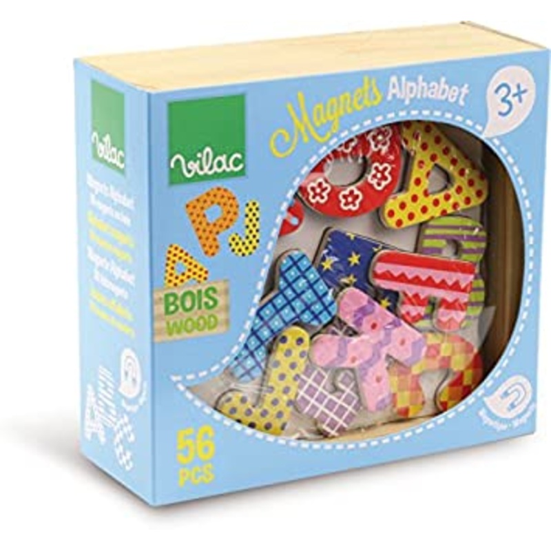 Vilac Wooden Alphabet and Number Magnets | 56 pieces