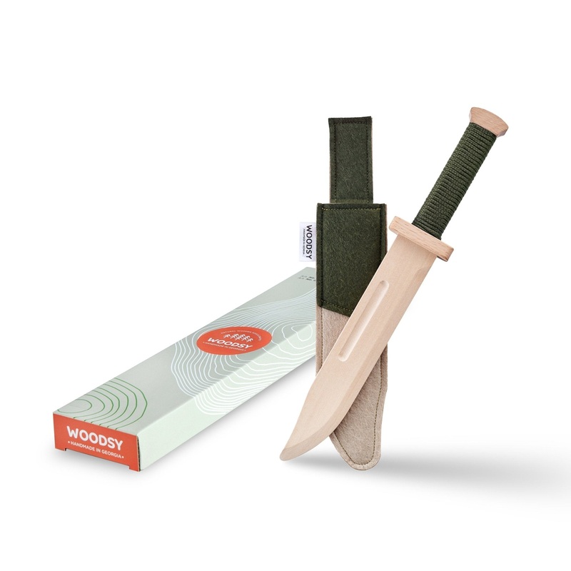 Children’s Wooden Toy Combat Knife in Felt Sheath