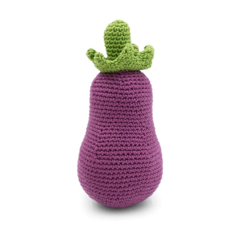 Myum Organic Cotton – Eggplant or Aubergine Rattle