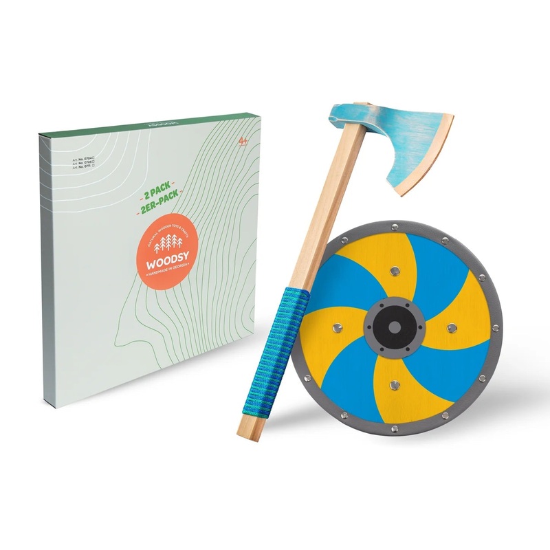 Wooden Viking Axe and Shield Set by Woodsy