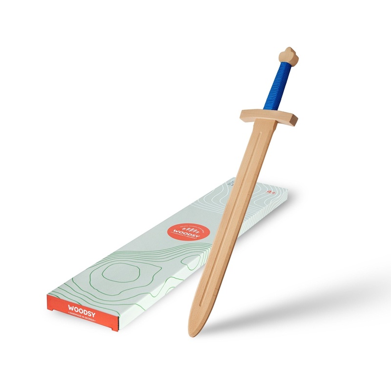 Woodsy Big Double Edged Sword with Curved Cross Guard
