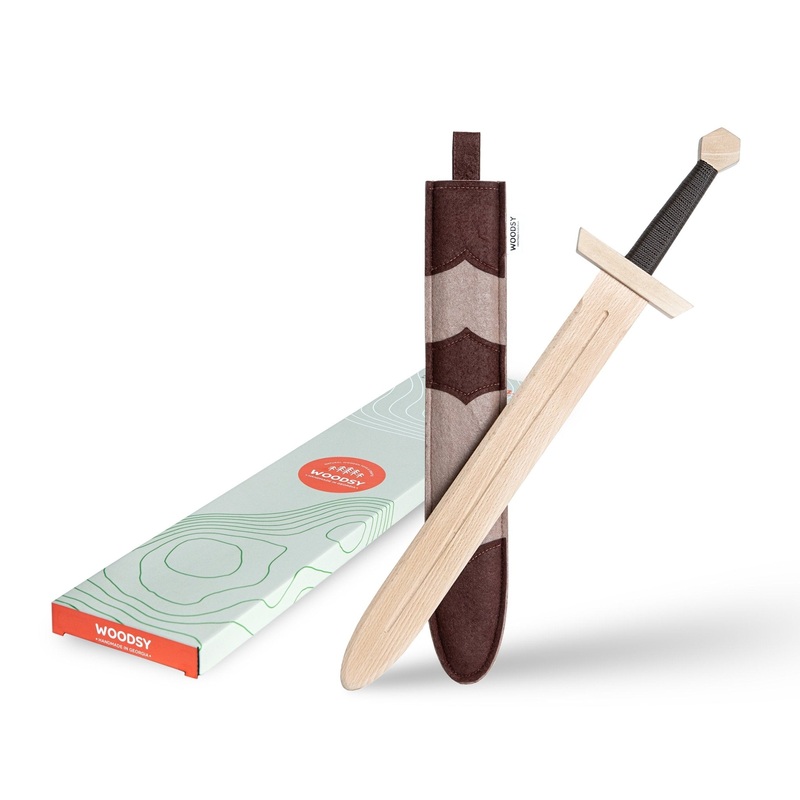 Woodsy Big Double Edged Sword with Felt Sheath