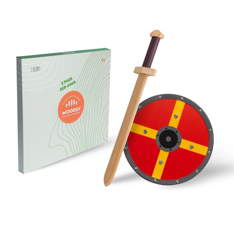 Woodsy Small Double Edged Sword with Round Shield